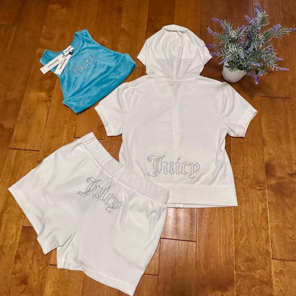 Juicy Couture White Hoodie and Shorts Set
